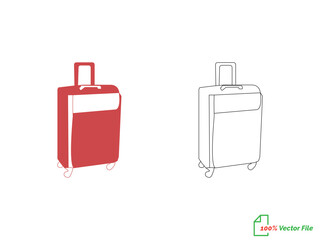 Seamless pattern type outline travel or business trip. Vector illustration.  Travel bags are drawn by one black line on a white background. One-line drawing. Continuous line. Vector Eps10