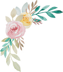 Watercolor Flower Bouquet Wreath illustration for card website, application, printing, document, poster design, etc.