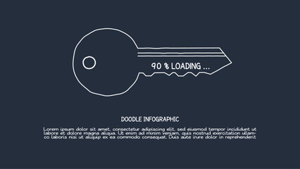 Doodle infographic elements with 90 percent. Template for web on a dark background.