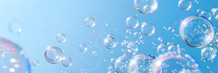 Water surface texture with bubbles and splashes Clear water abstract nature background,Abundance Of Blue Soap Bubbles Floating On Water Background,Close up of water splash on blue background.


