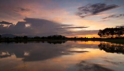 Fototapeta premium sunset over lake