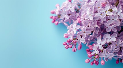   Close-up of purplish flowers against a blue backdrop Insert text or image here - obrazy, fototapety, plakaty