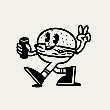 Happy Burger character smash burger