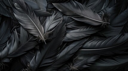 Abstract background of dark black feathers