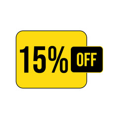 15 percent discount, 15% off discount, discount tags, percent sign percentage interest rate, 15% sale discount savings symbol, discount offer, 15% off, up to 15% off, Vector Icon Design