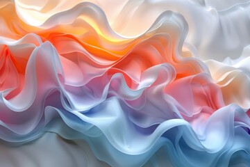 This image presents a smooth flowing abstract wavy texture in soft pastel colors suggesting a...