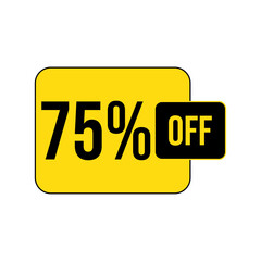 75 percent discount, 75% off discount, discount tags, percent sign percentage interest rate, 75% sale discount savings symbol, discount offer, 75% off, up to 75% off, Vector Icon Design
