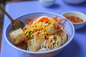 Bun nem or spring rolls with vermicelli, Sai Gon street food