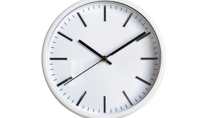 Close up of a white background office clock with clipping path