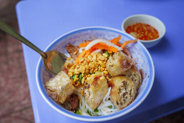 Bun nem or spring rolls with vermicelli, Sai Gon street food