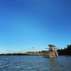 Fishing equipment installed on the riverside