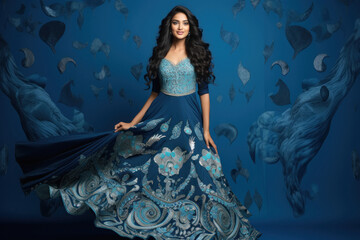 young indian woman wearing traditional gown dress