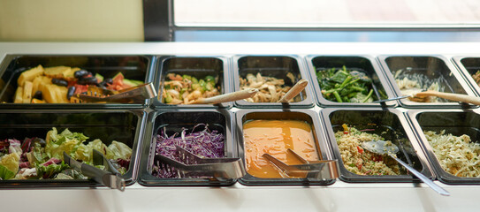Several foods in a buffet