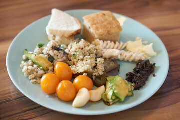 Several foods in a buffet