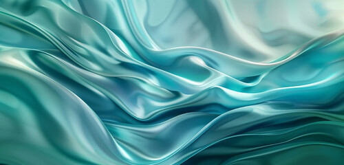 Fototapeta premium Refreshing teal 3D waves suggest purity, great for spa wellness imagery.