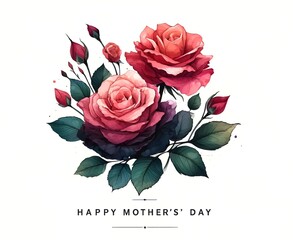 Mother's day watercolor illustration with roses.