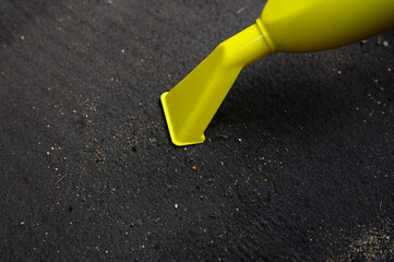  Professional cleaning of carpeted floor coverings in car from dirt, with portable vacuum cleaner,...