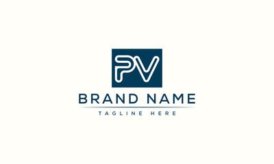 PV logo Design Template Vector Graphic Branding Element.