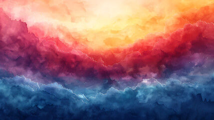 watercolor color full background. watercolor background with clouds. rainbow color. Generative Ai - obrazy, fototapety, plakaty