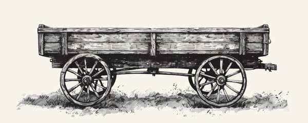 Fototapeta na wymiar Farm cart hand drawn sketch in doodle style illustration vector