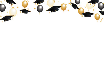 Congratulations graduation ornament on transparent background. Ornaments for high school or college graduates. Frame celebrating the achievements of school, college and university graduates.