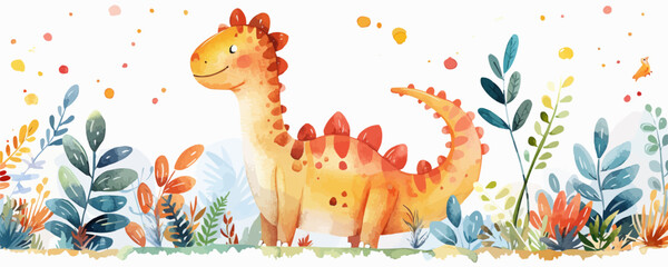 little dinosaur in watercolor style. Isolated vector illustration