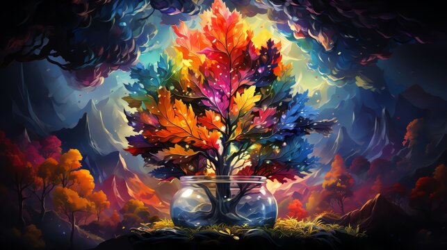 Artistic rendition of a Unicat casting rainbow spells with its horn, creating a cascade of colors, ideal for creative childrens workshop posters
