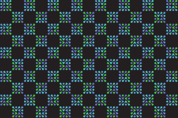 Illustration pattern, Abstract Geometric Style. Repeating of abstract multicolor of blue and green in circle shape on black background.
