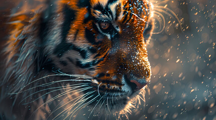 close up portrait of a tiger 4k wallpaper - obrazy, fototapety, plakaty