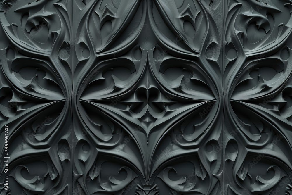 Poster sophisticated black classical 3d pattern. gothic ornament. inspired by the gothic architecture. back