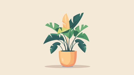 Houseplant in pot isolated. Vector flat style cartoon