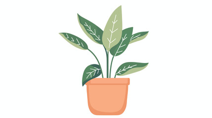 Houseplant in pot isolated. Vector flat style illustration