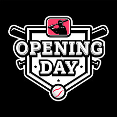 Opening day, baseball logo, emblem on a dark background. - 789994515