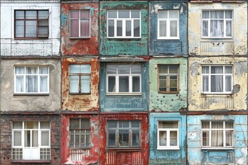 A small windows on the side wall of apartment panel buildings
