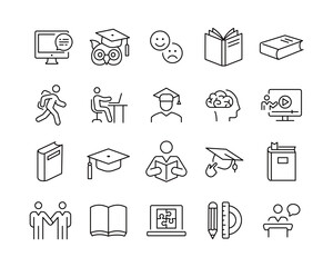 Education Icons - Vector Line. Editable Stroke