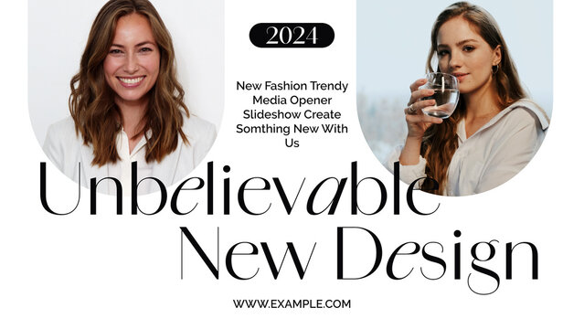 Fashion Media Opener Slideshow Template contains 18 placeholders, 36 editable text layers and 1 logo placeholder. Available in 4K resolution.