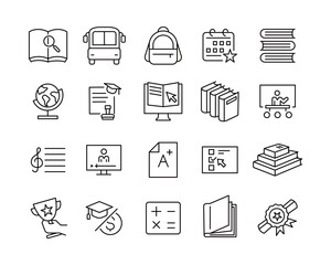 Education Related Icons - Vector Line. Editable Stroke