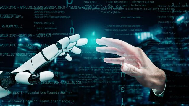 MLP Futuristic robot artificial intelligence revolutionary AI technology development and machine learning concept. Global robotic bionic science research for future of human life. 3D rendering graphic