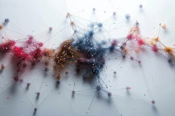 Abstract network computing circular dots connected with colorful lines background wallpaper design images