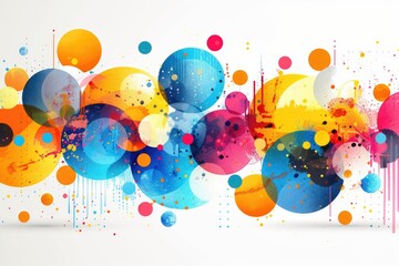 Abstract network computing circular dots connected with colorful lines background wallpaper design images