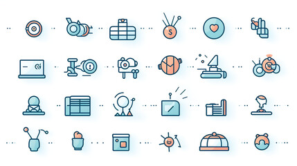 Digital Marketing set of web icons in line style. Marketing icons for web and mobile app сreated with Generative Ai