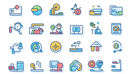 Digital Marketing set of web icons in line style. Marketing icons for web and mobile app сreated with Generative Ai