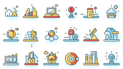 Digital Marketing set of web icons in line style. Marketing icons for web and mobile app сreated with Generative Ai