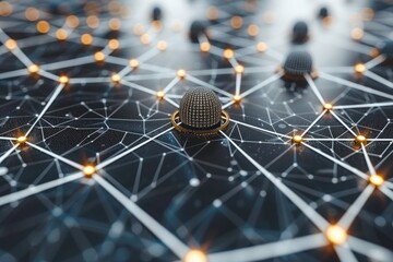 Abstract network computing circular dots connected with colorful lines background wallpaper design images