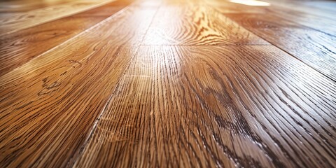 Closeup of a wooden floor, showcasing the texture and natural beauty of the wood flooring, with detailed patterns on each plank