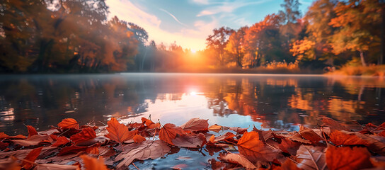 A tree with leaves falling from it, The leaves are orange and the sky is gray, Autumn Season Concept