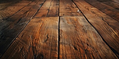 Closeup of a wooden floor, showcasing the texture and natural beauty of the wood flooring, with detailed patterns on each plank