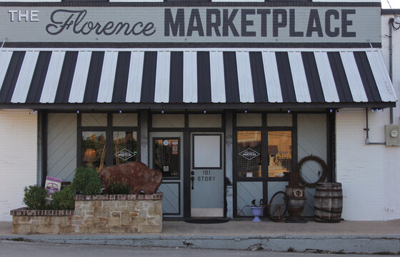Florence, TX - June 9, 2023: Historic Building Located in Downtown Florence TX