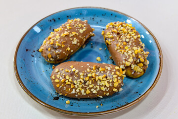 Ekler Pasta Turkish delicious ekler pasta with plate.