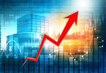 Stock market graph, stock exchange growth. 3d illustration.